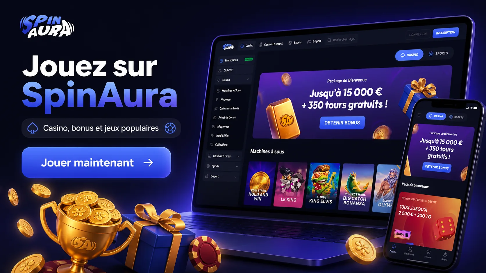 Spinaura Casino France avec jeux, bonus et accès mobile